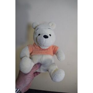 Disney SOFT Winnie the Pooh Plush Stuffed Animal Cream Orange Shirt 10 inch